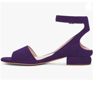 XYD Dark Purple Strappy Low Heel Sandal for Women Open Toe Ankle Strap Shoes